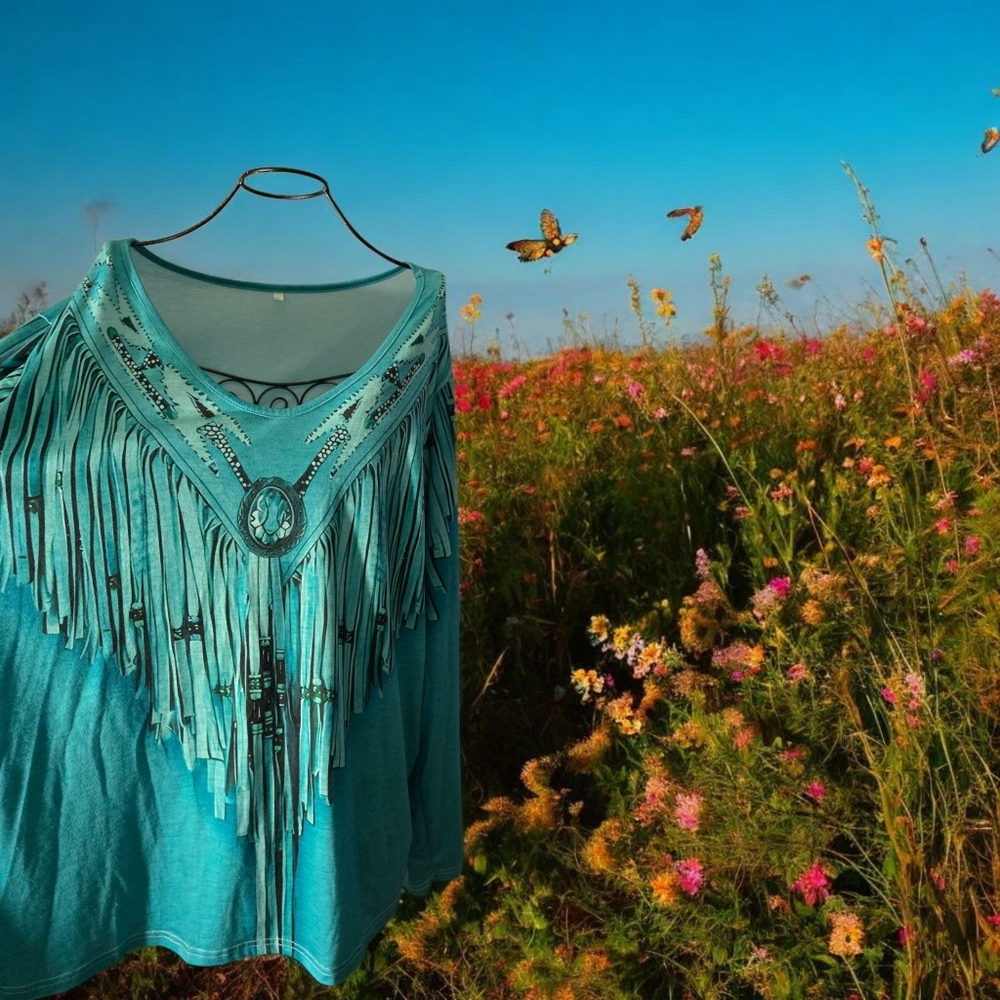 Teal Top with Embellishments Size 5X - Picture 3 of 3